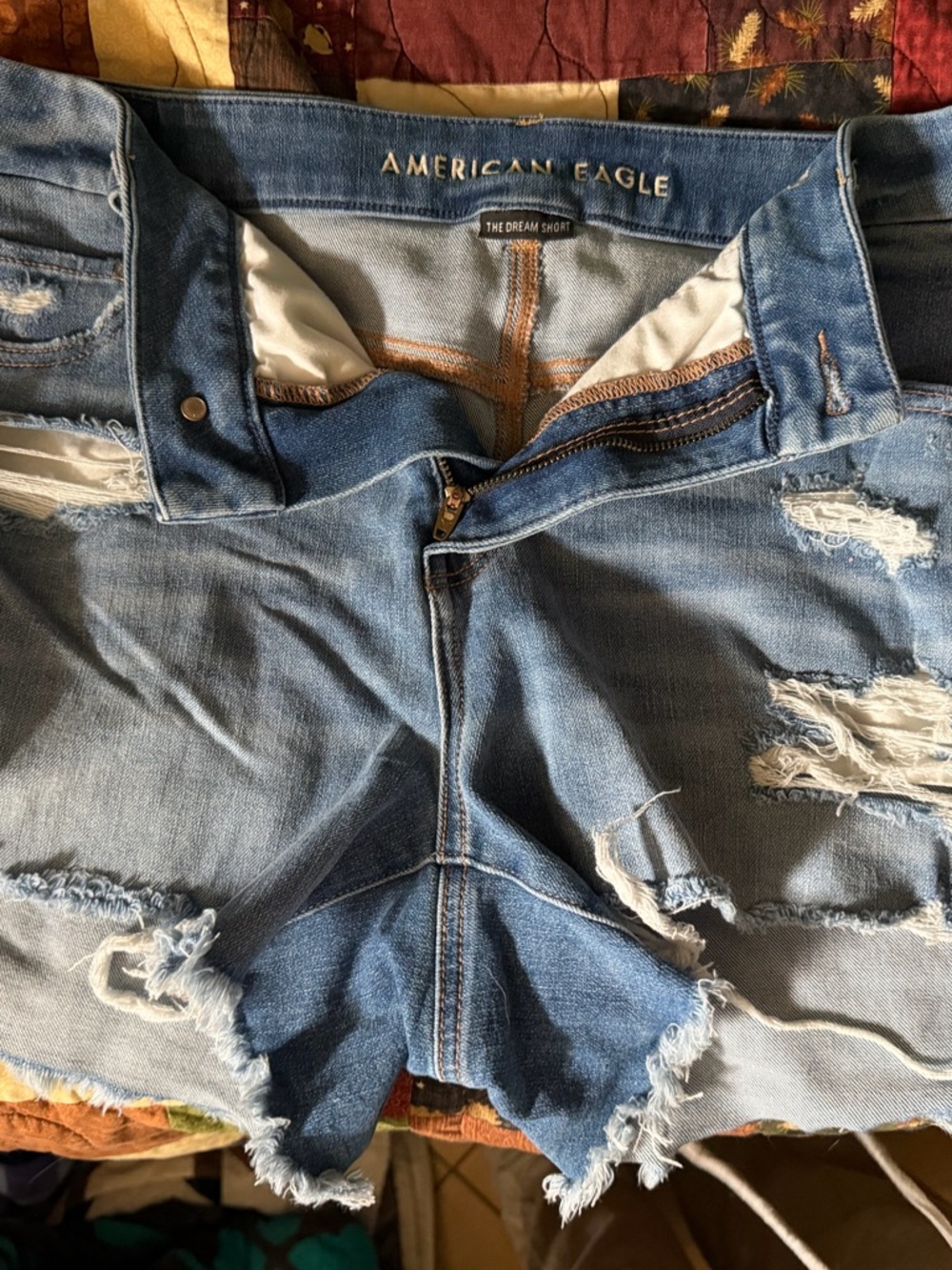 American Eagle Outfitters Distressed Light Blue Jean Shorts